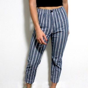 Blue and white striped pants